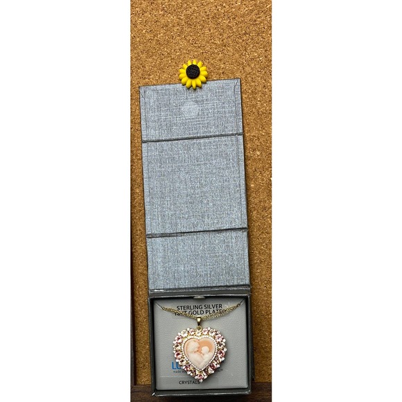 Luminesse Sterling Silver & 18K Plated Heart Cameo Swarovski crystals - Picture 1 of 6